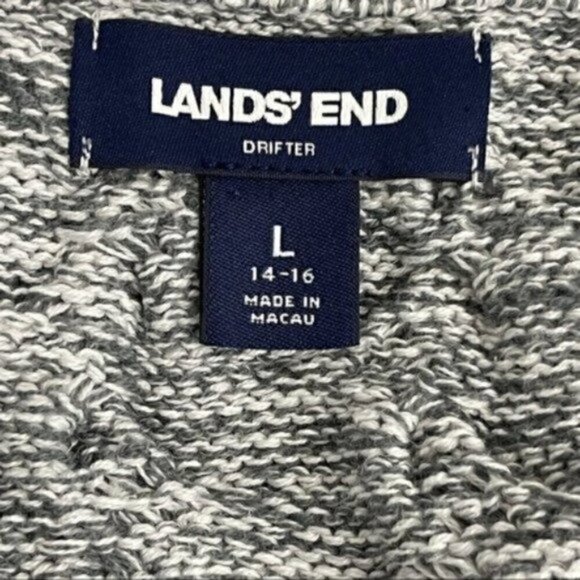 Lands’ End Drifter cable knit full zip gray sweater with pockets size L (14–16) - Picture 7 of 8